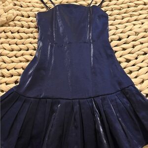 Elegant Navy Sparkly Blue Kids Formal Short Dress